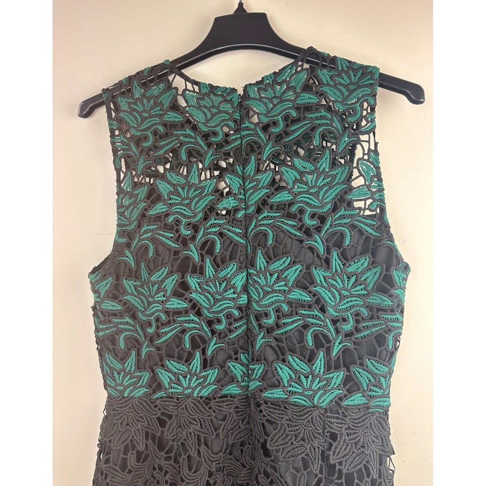 Hutch Sleeveless Milk Silk Lace Cocktail Dress Floral Black Green Size 12 Party - Picture 10 of 13